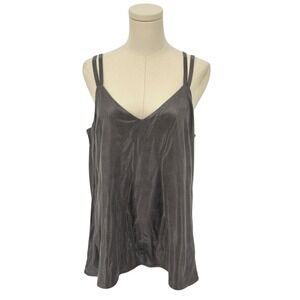 KLD Signature Women's Grey Snake Print V Neck Spaghetti Strap Tank Top Size L
